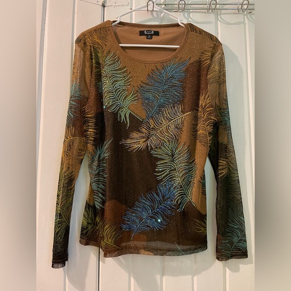 A.Z.I lined mesh bling top X-large NWOT - Picture 1 of 9